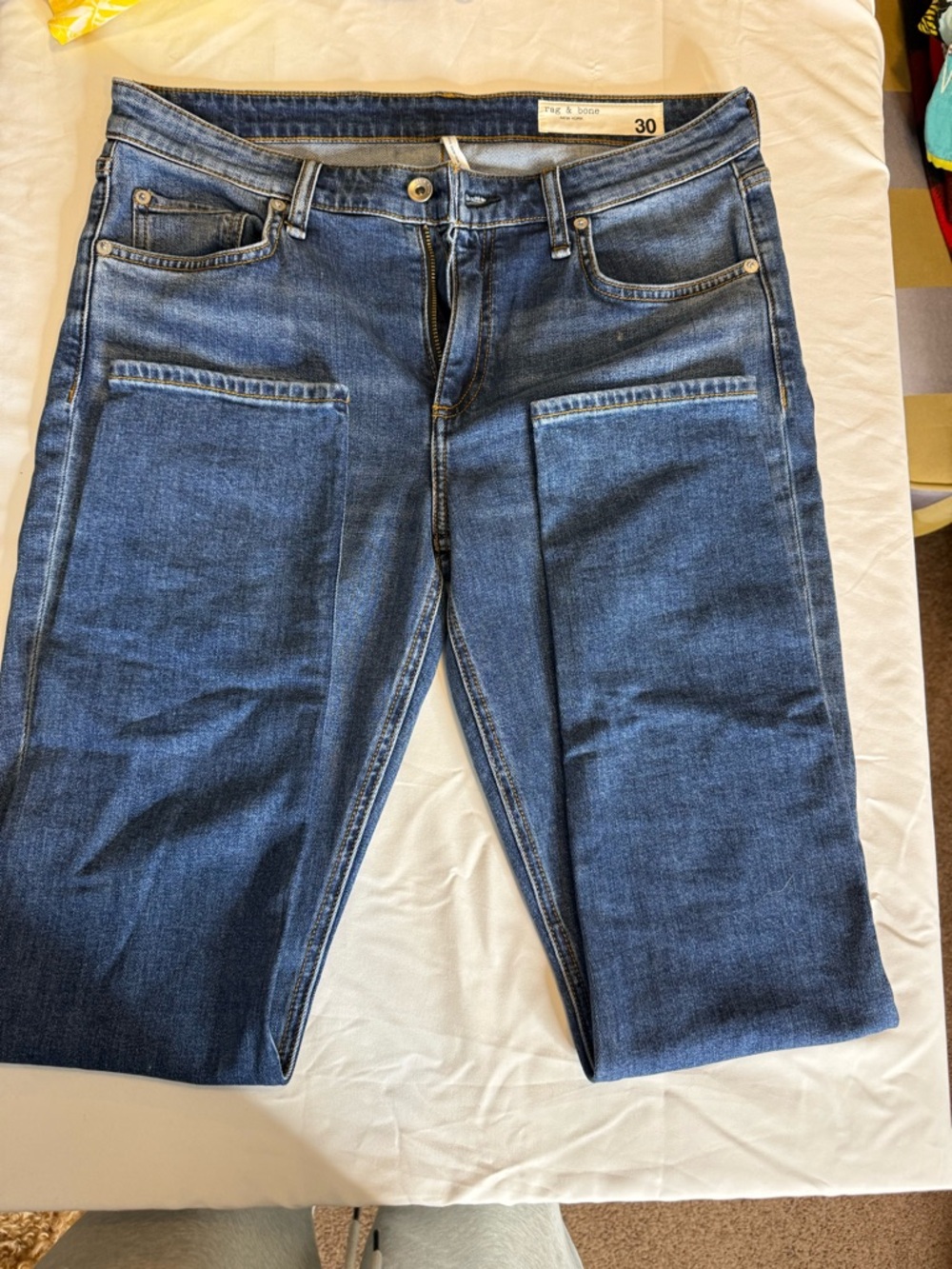 rag & bone Women's Straight Leg Jeans in Dark Blue Denim